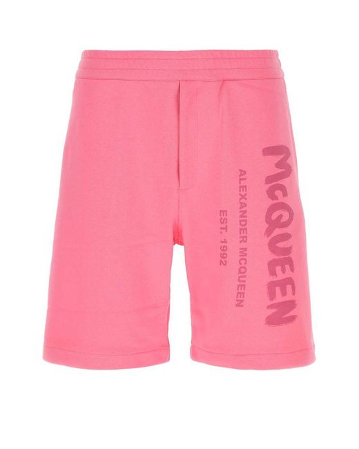 Alexander McQueen Pink Tonal Logo Bermuda Shorts for men