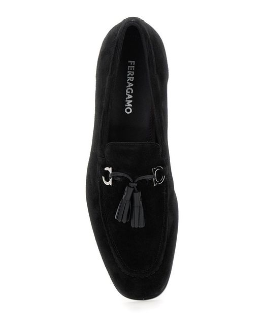 Ferragamo Black 'Besile 2' Loafers With Gancini And Cord Detail for men