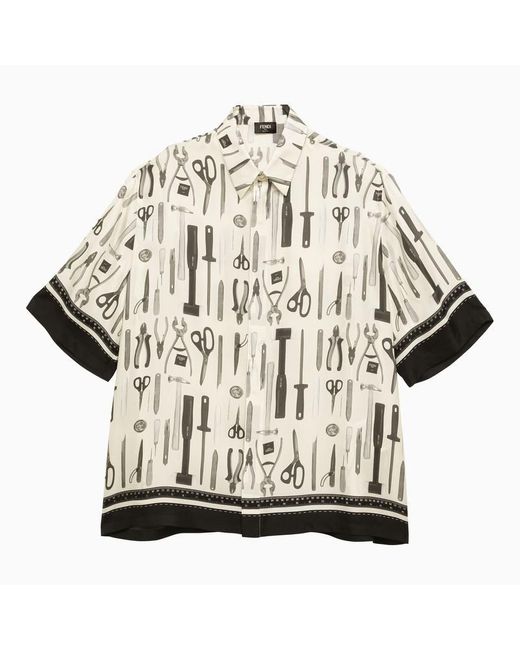 Fendi Natural Over Shirt With Print for men