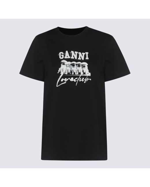 Ganni Black T-Shirts And Polos