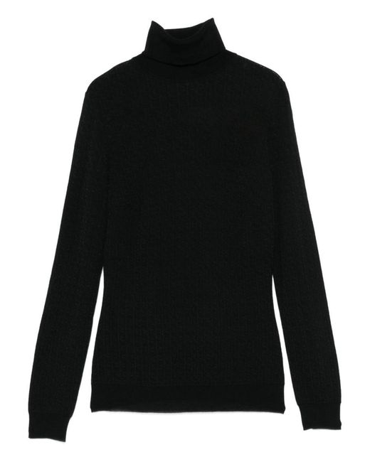 Elisabetta Franchi Black Wool Blend Turtle-Neck Sweater