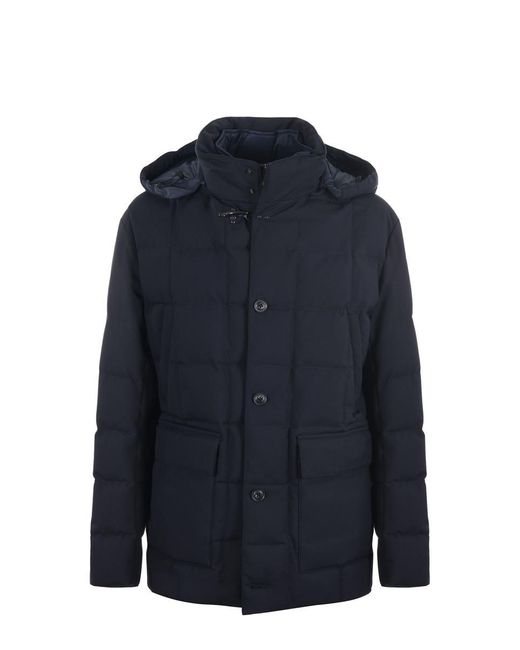 Fay Blue Canvas Down Jacket for men