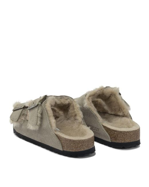 Birkenstock Gray "Arizona Shearling" Sandals