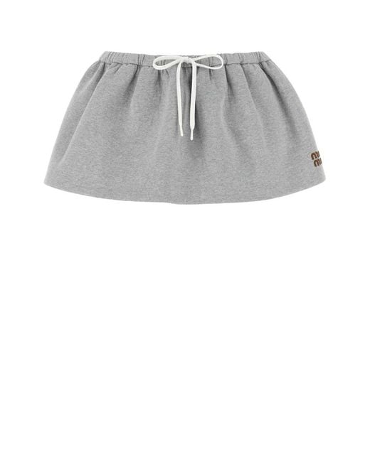 スカート MIU MIU GREY COTTON SKIRT 24825243_55030590_600.jpg