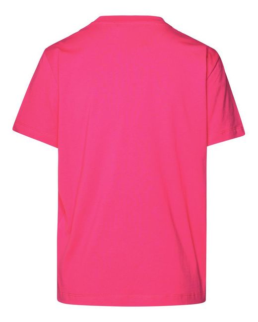 MSGM Pink Fuchsia Cotton T-Shirt