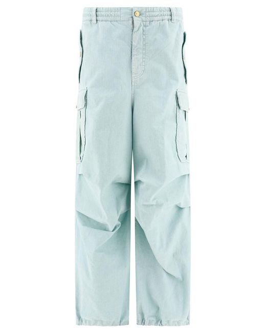 Marni Blue Cargo Trousers With Drape-Detail for men