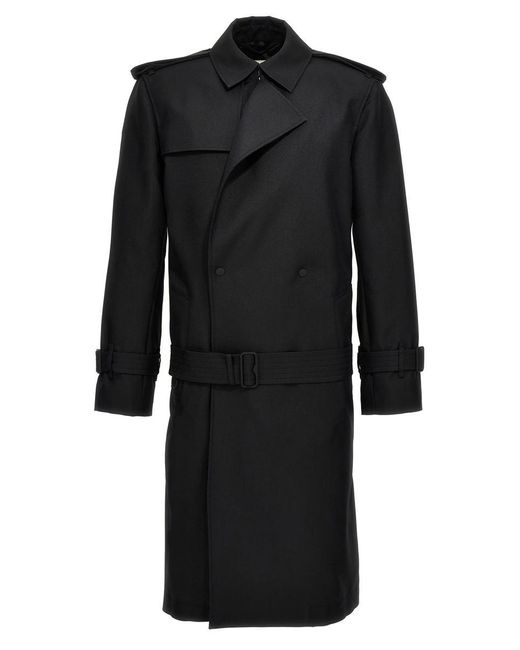 Burberry Black Double-Breasted Maxi Trench Coat for men