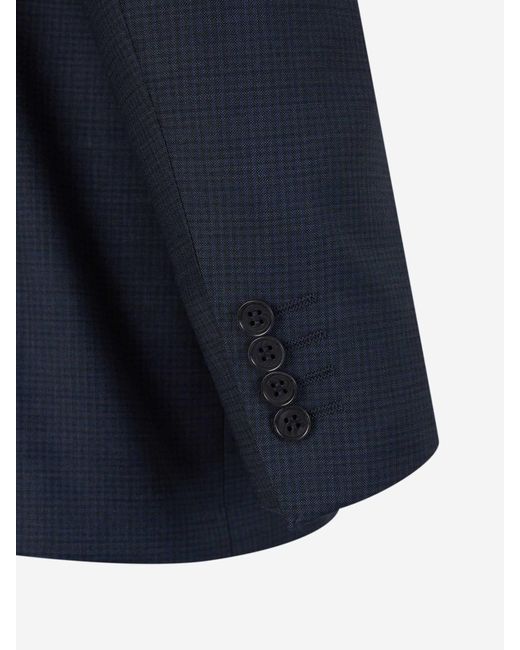 Canali Blue Wool Checked Suit for men