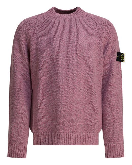 Stone Island Pink Crewneck Sweater for men
