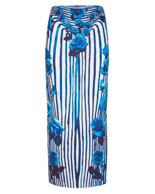 Jean Paul Gaultier Blue "Flower Body Morphing" Long Skirt