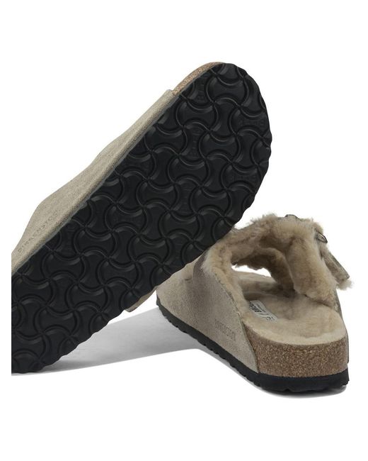 Birkenstock Gray "Arizona Shearling" Sandals