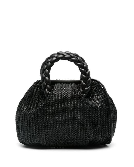 Hereu Black Trapeze Raffia Tote Bag