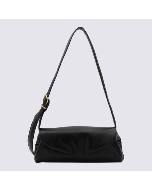 Jil Sander Black Leather Cannolo Shoulder Bag