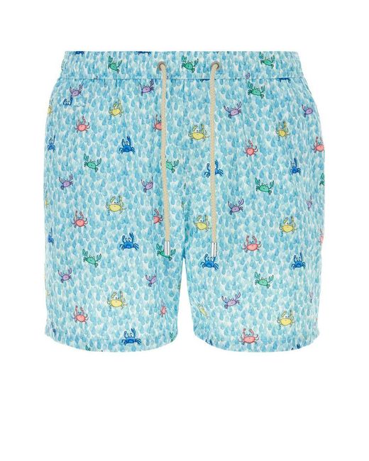 Mc2 Saint Barth Blue Swimsuit With Colorful Crab And Droplet Print for men