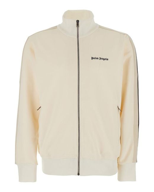 Palm Angels Natural 'Classic Logo' Sweatshirt With Logo Printed On The Front for men