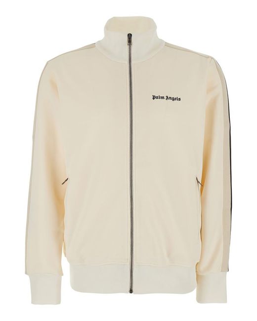 Palm Angels Natural 'Classic Logo' Sweatshirt With Logo Printed On The Front for men