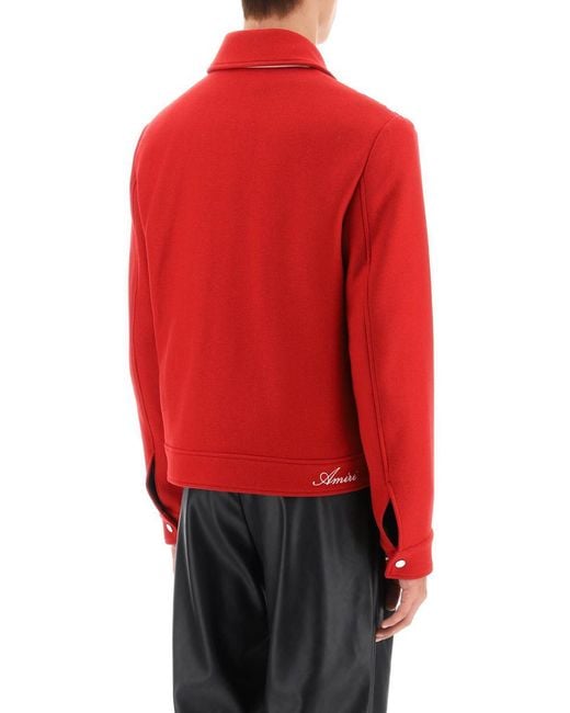 Amiri Red Wool Blouson Jacket With Embroide Yoke for men
