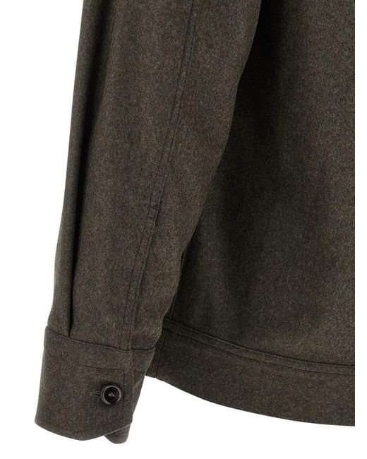 Brioni Gray Wool Cloth Overshirt for men