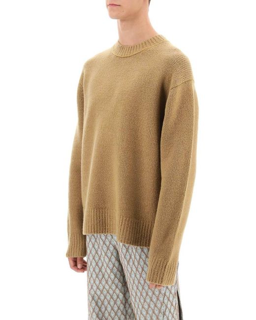 Acne Natural Crew-neck Sweater In Wool And Cotton for men
