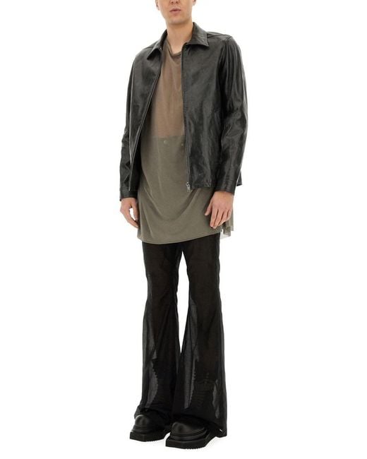 Rick Owens Gray Leather "Brad" Jacket for men