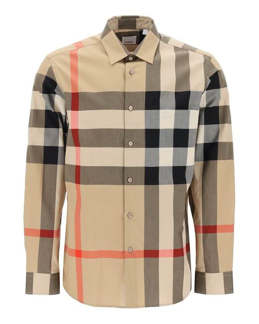 Burberry Natural Long Sleeve Summerton Shirt for men