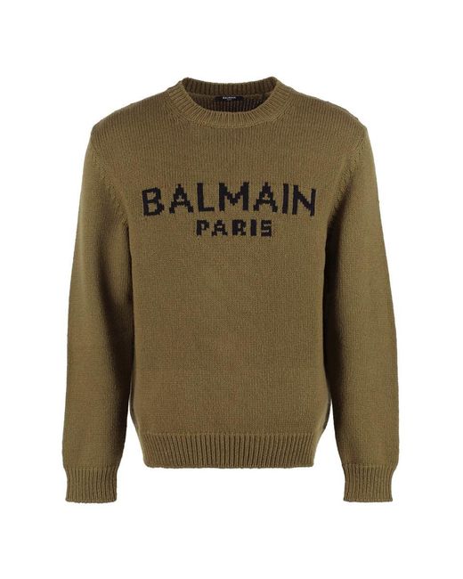 Balmain Green Wool Blend Pullover for men