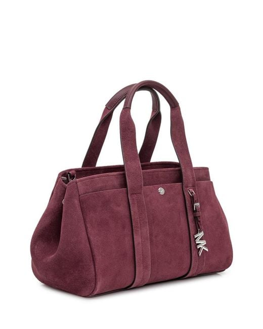 Michael Kors Purple Suede Satchel Bag With Charm Logo