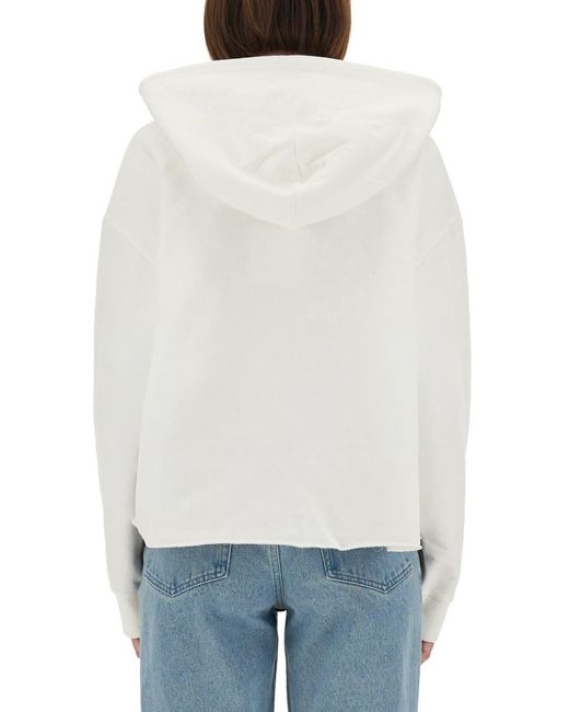 MM6 by Maison Martin Margiela White Drawstring Hooded Sweatshirt