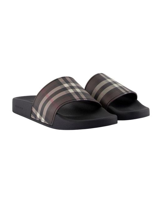 Burberry Black Furley Large Check Sandals