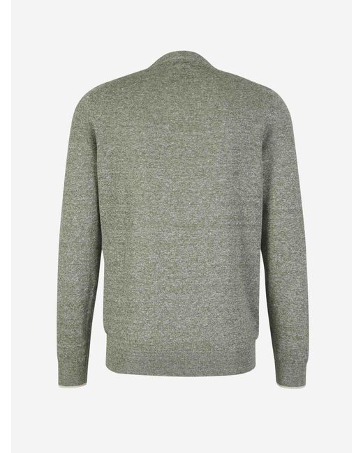 Fedeli Green Linen And Cotton Sweater for men