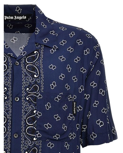 Palm Angels Blue 'Paisley Bowling' Shirt for men