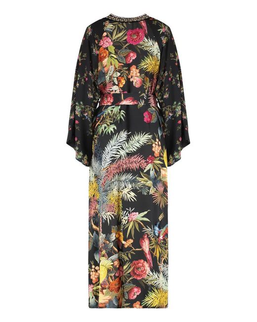 Anjuna Black Maxi Printed Silk Cardigan