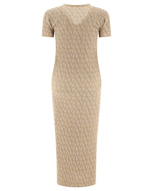 Valentino Garavani Natural Toile Iconographe Jacquard And Lurex Dress