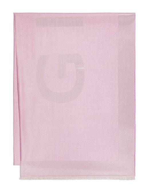 Givenchy Pink Bicolor Silk And Wool Scarf With Lettering Logo