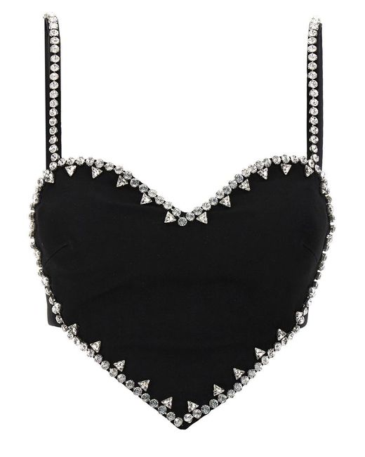 Area Black 'Crystal Trim Heart' Top