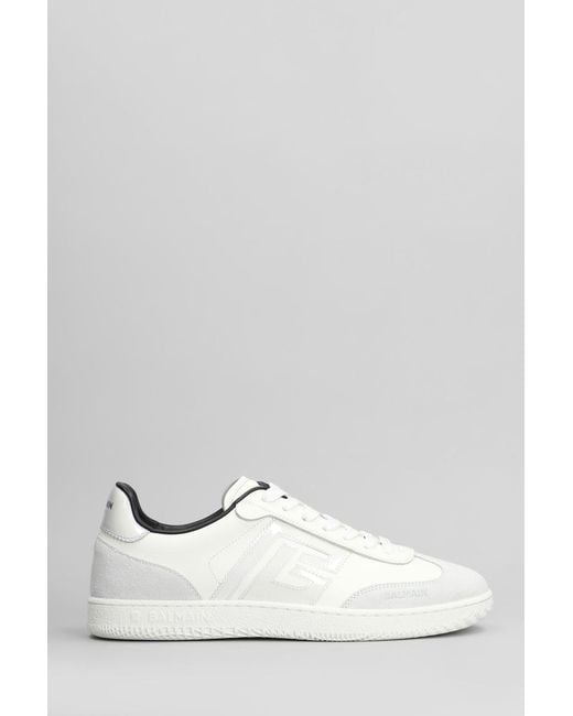 Balmain White Swan Suede Sneakers for men