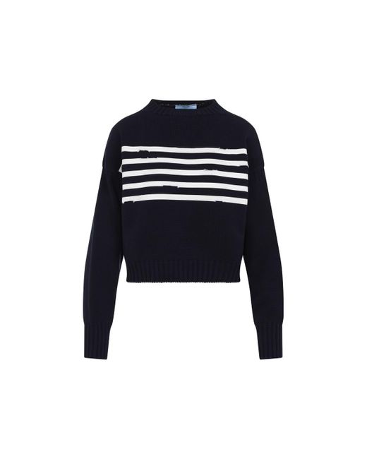 Prada Blue Cotton Pullover