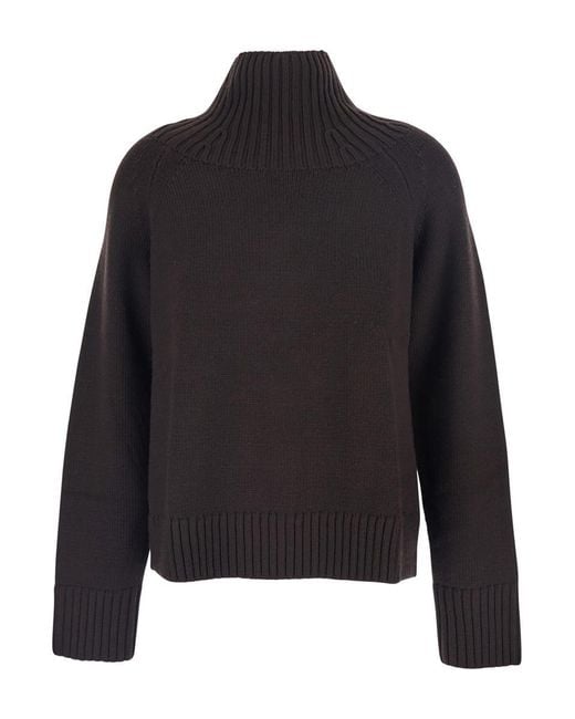Michael Kors Black Turtleneck Sweater With Ribbed Trims