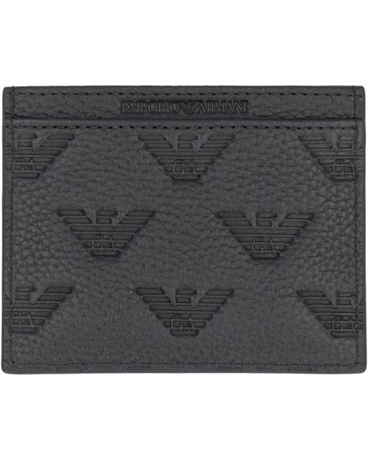 Emporio Armani Gray Leather Credit Card Case for men