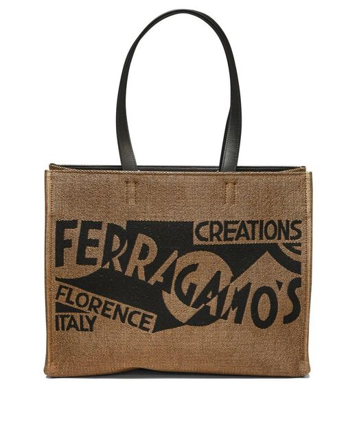 Ferragamo Brown Tote Bag With Logo