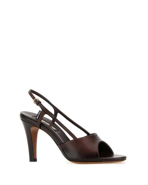 Miu Miu Brown Chocolate Leather Sandals