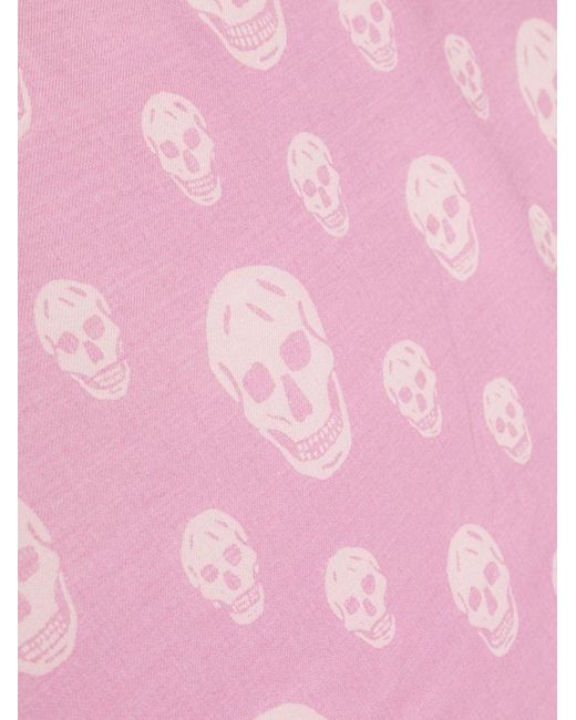 Alexander McQueen Pink Skull-motif Fringed-edge Scarf