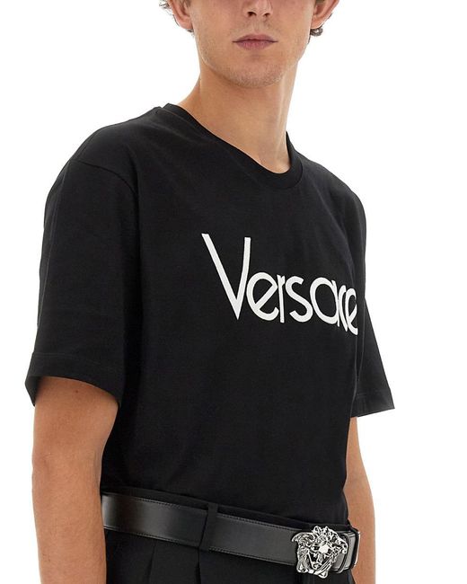 Versace Black T-shirt With 1978 Re-edition Logo for men