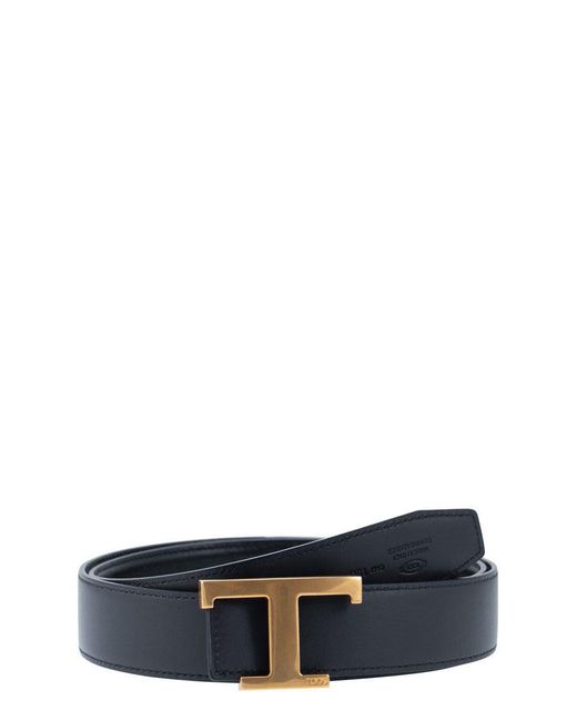 Tod's Black Timeless Reversible T Leather Belt for men