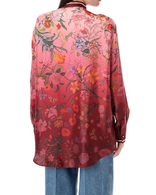 Gucci Red Printed Silk Shirt
