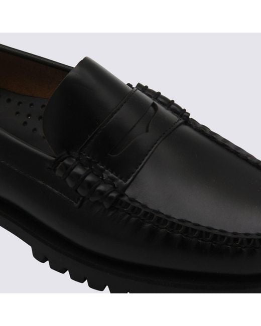 Sebago Black Leather Dan Lug Loafers