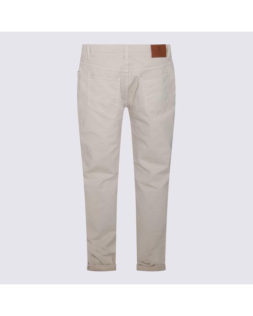 Brunello Cucinelli Gray Beige Cotton Jeans for men