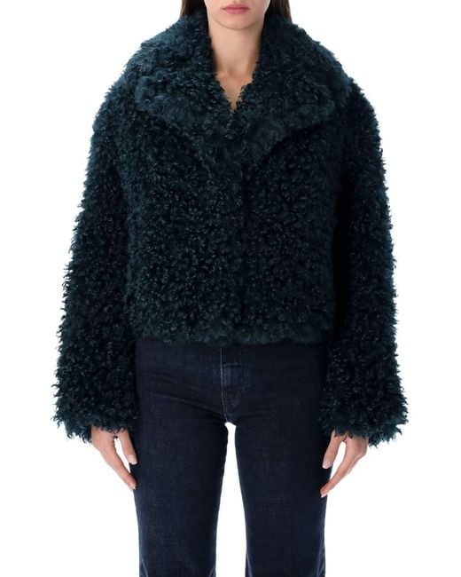 Stand Studio Blue Samara Curly Faux Fur Jacket