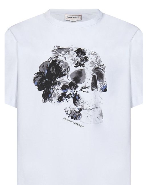 Alexander McQueen White Fold Skull T-Shirt for men