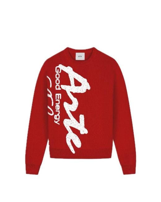 Arte' Red Big Print Knit Sweater for men